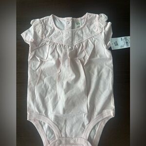 Baby Eyelet Yoke One-Piece Bodysuit - Pale Pink